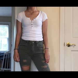 Hollister must have white button tee